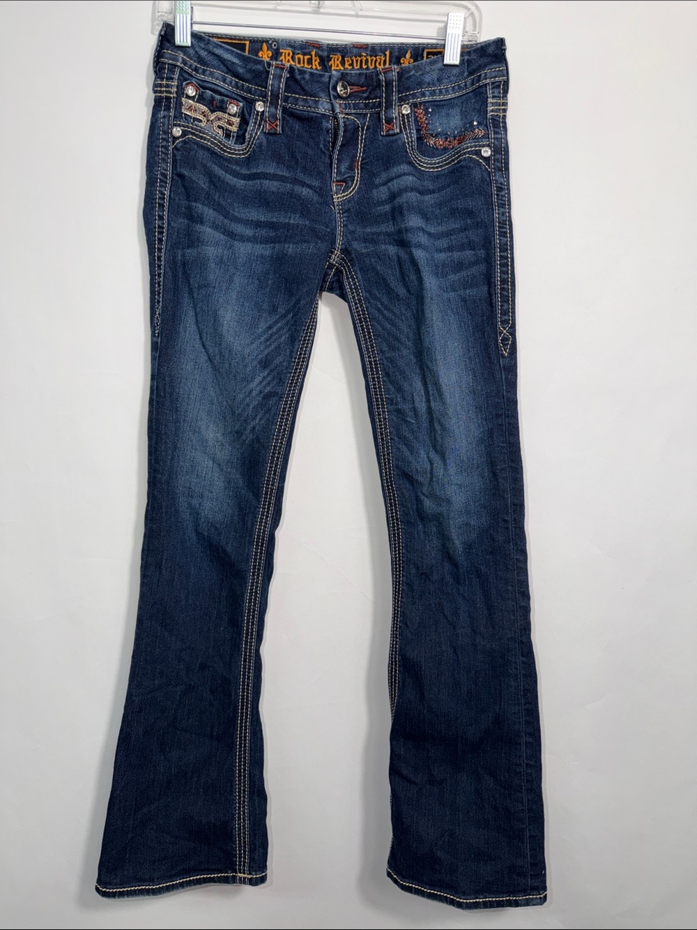 Rock Revival Betty Bootcut Jeans Y2K Western Embroidered Rhinestone Pocket 27